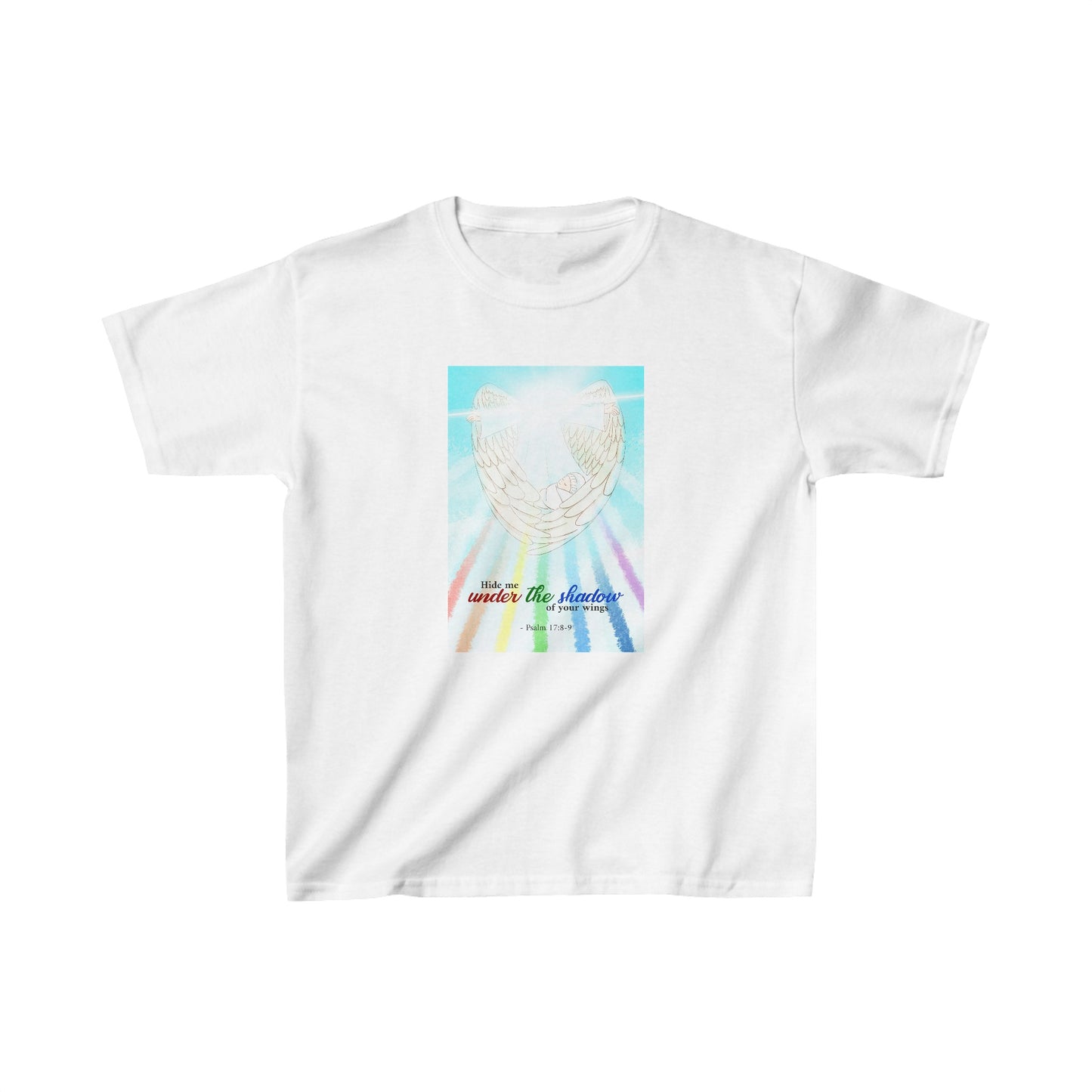 Hide Me Under The Shadow Of Your Wing (White) Kids Heavy Cotton™ Tee