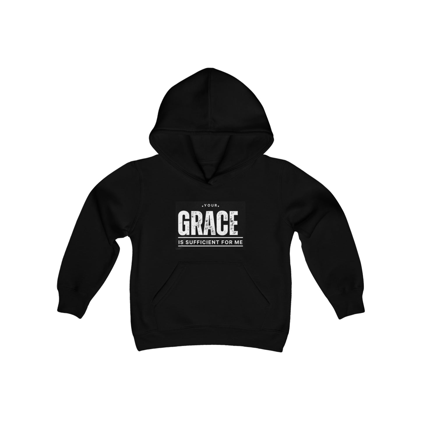 Your Grace Is Sufficient For Me (Black) Youth Heavy Blend Hooded Sweatshirt