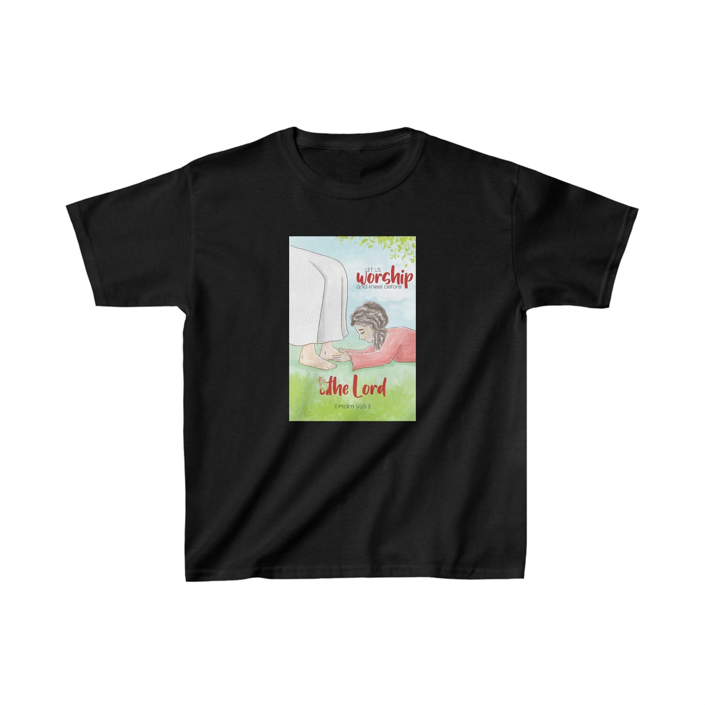 Let Us Worship And Kneel Before The Lord (Black) Kids Heavy Cotton™ Tee