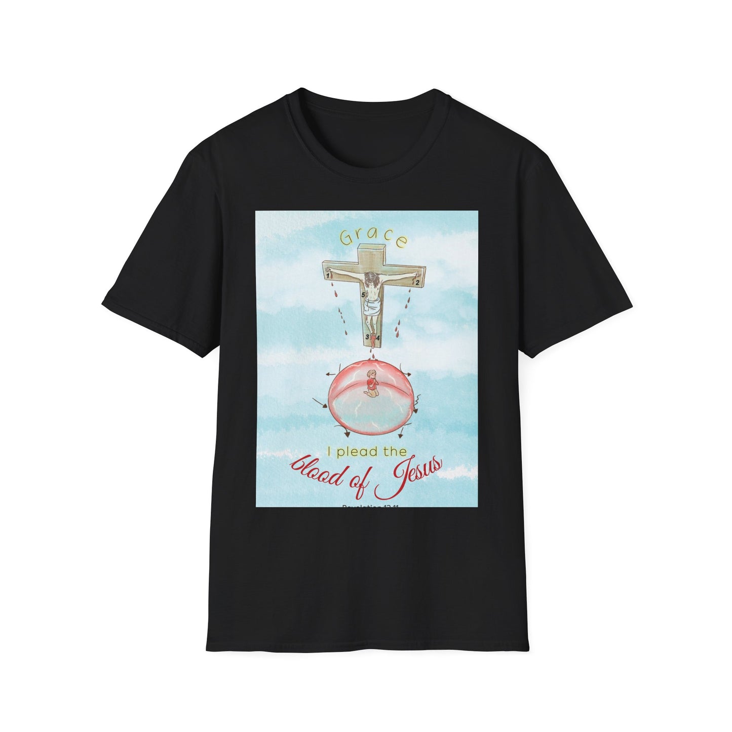 I Plead The Blood Of Jesus (Black) Unisex Softstyle T-Shirt