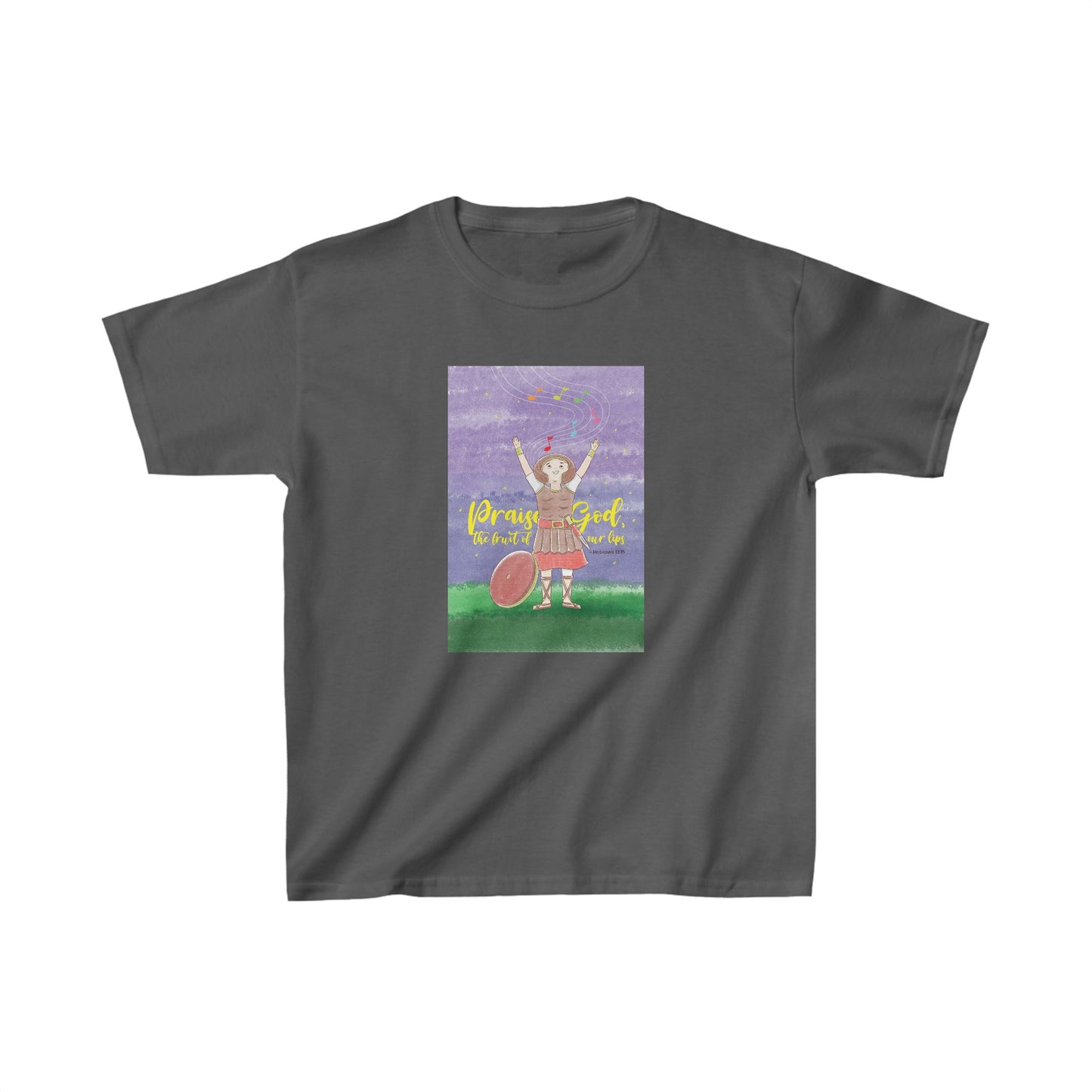 The Lord Be a Wall of Fire Around Me (Grey) Kids Heavy Cotton™ Tee