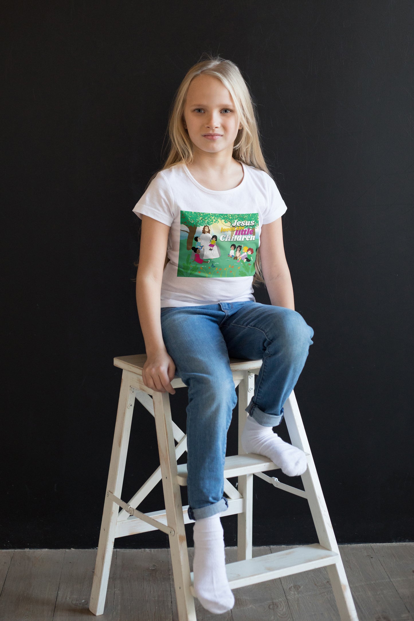 Jesus Love The Little Children (White) Kids Heavy Cotton™ Tee