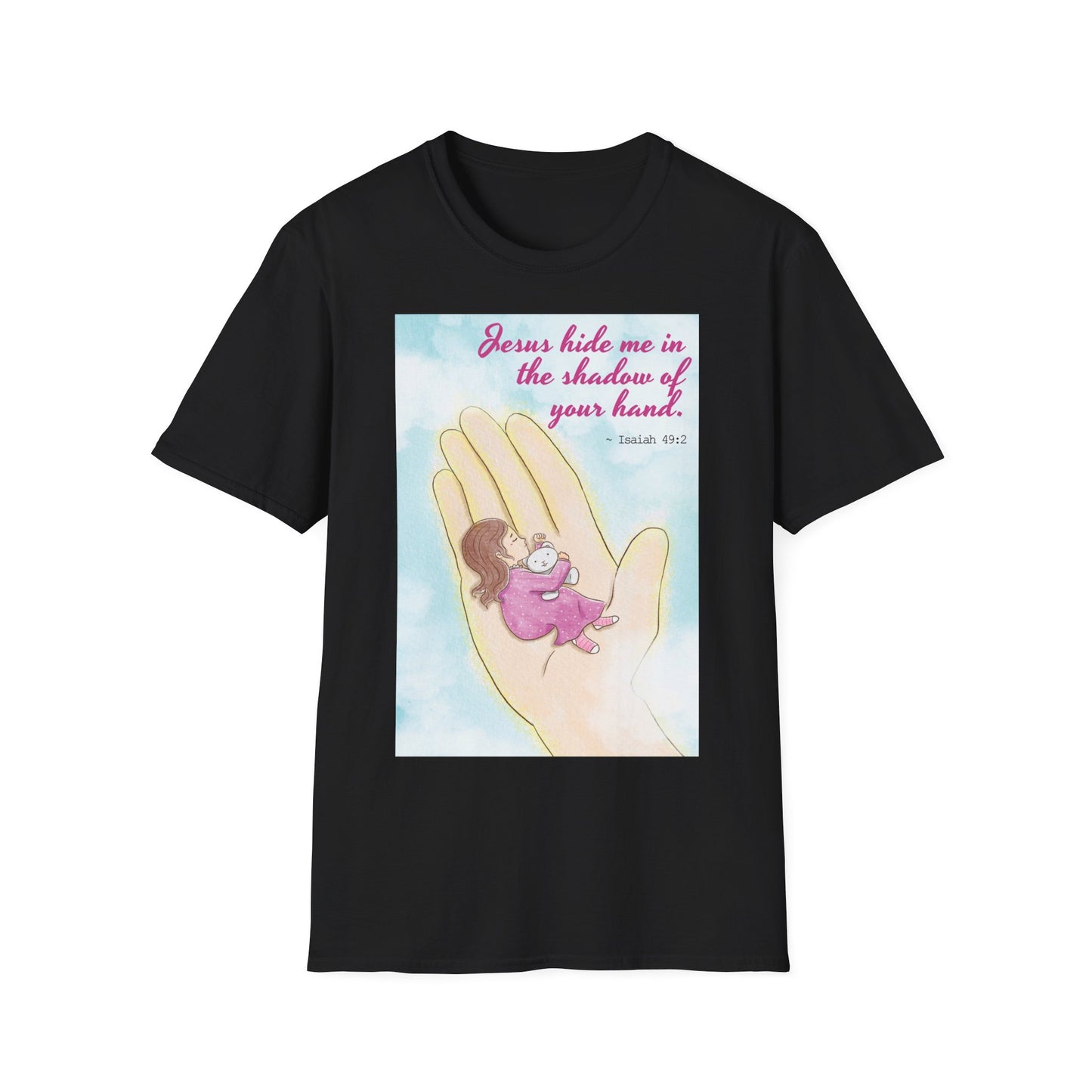 Jesus Hide Me In The Shadow Of Your Hand (Black) Unisex Softstyle T-Shirt