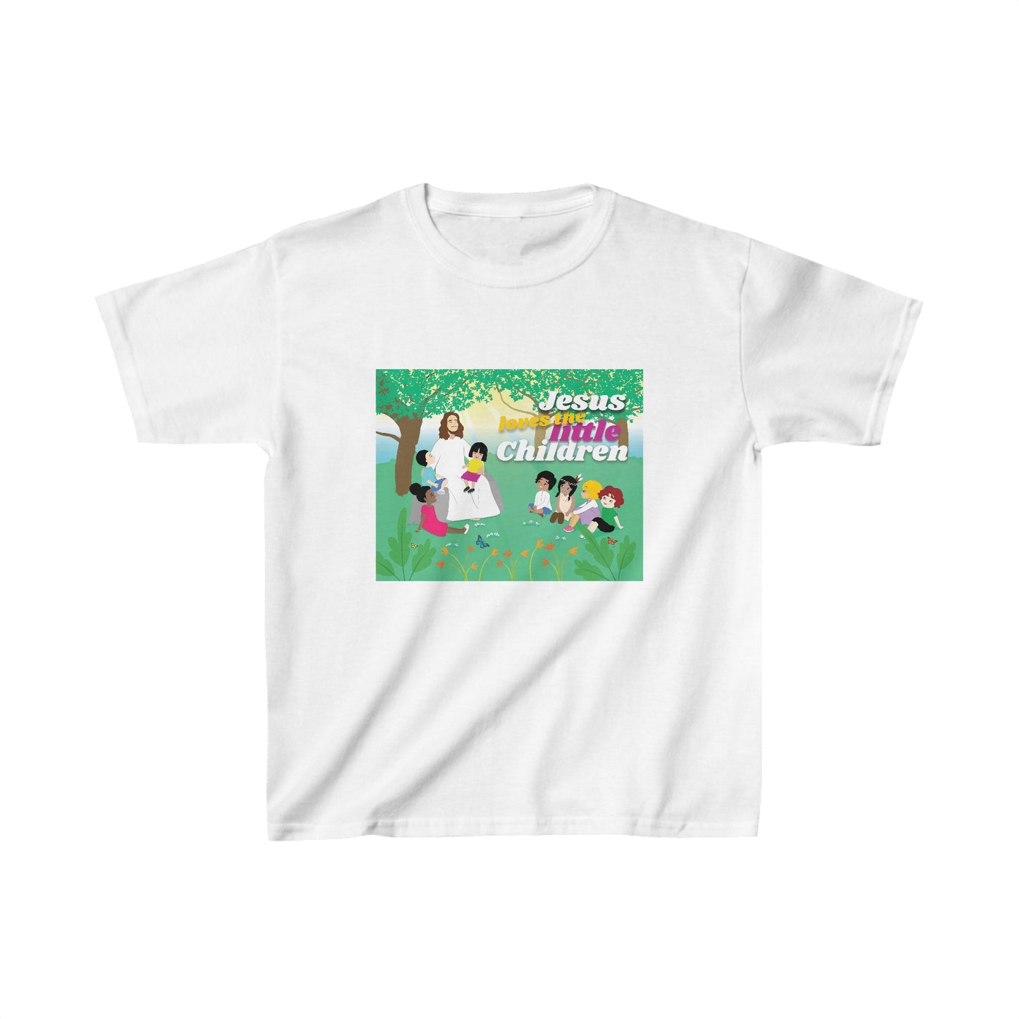 Jesus Love The Little Children (White) Kids Heavy Cotton™ Tee