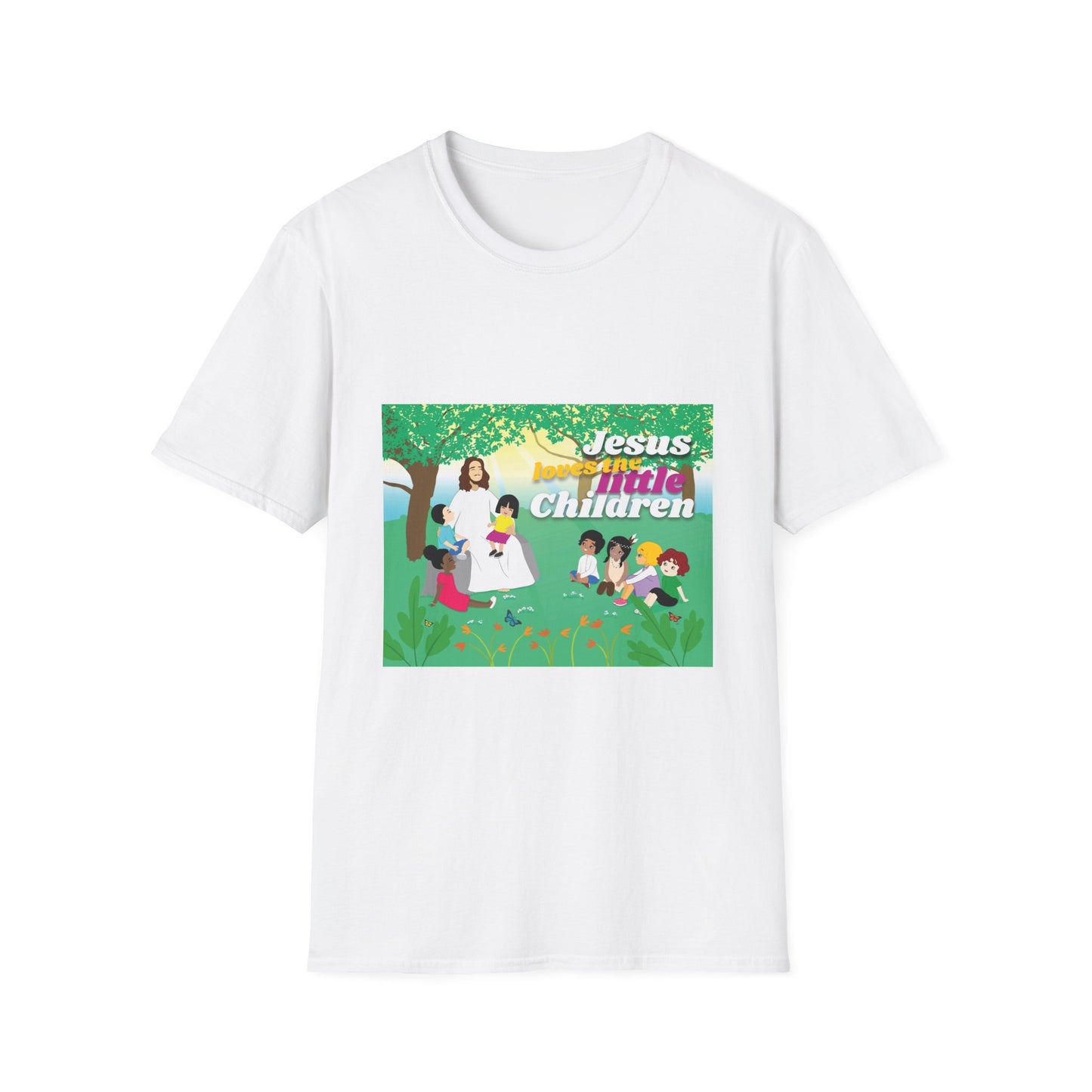 Jesus Love The Little Children (White) Unisex Softstyle T-Shirt