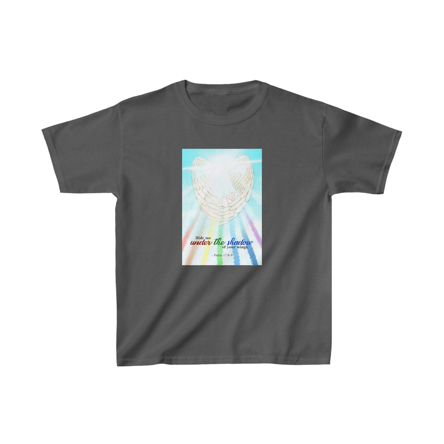 Hide Me Under The Shadow Of Your Wing (Grey) Kids Heavy Cotton™ Tee