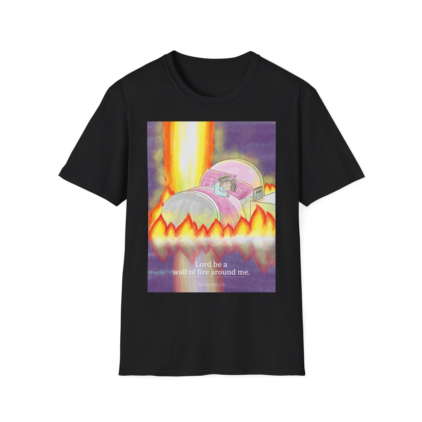 Lord Be A Wall Of Fire Around Me (Black) Unisex Softstyle T-Shirt