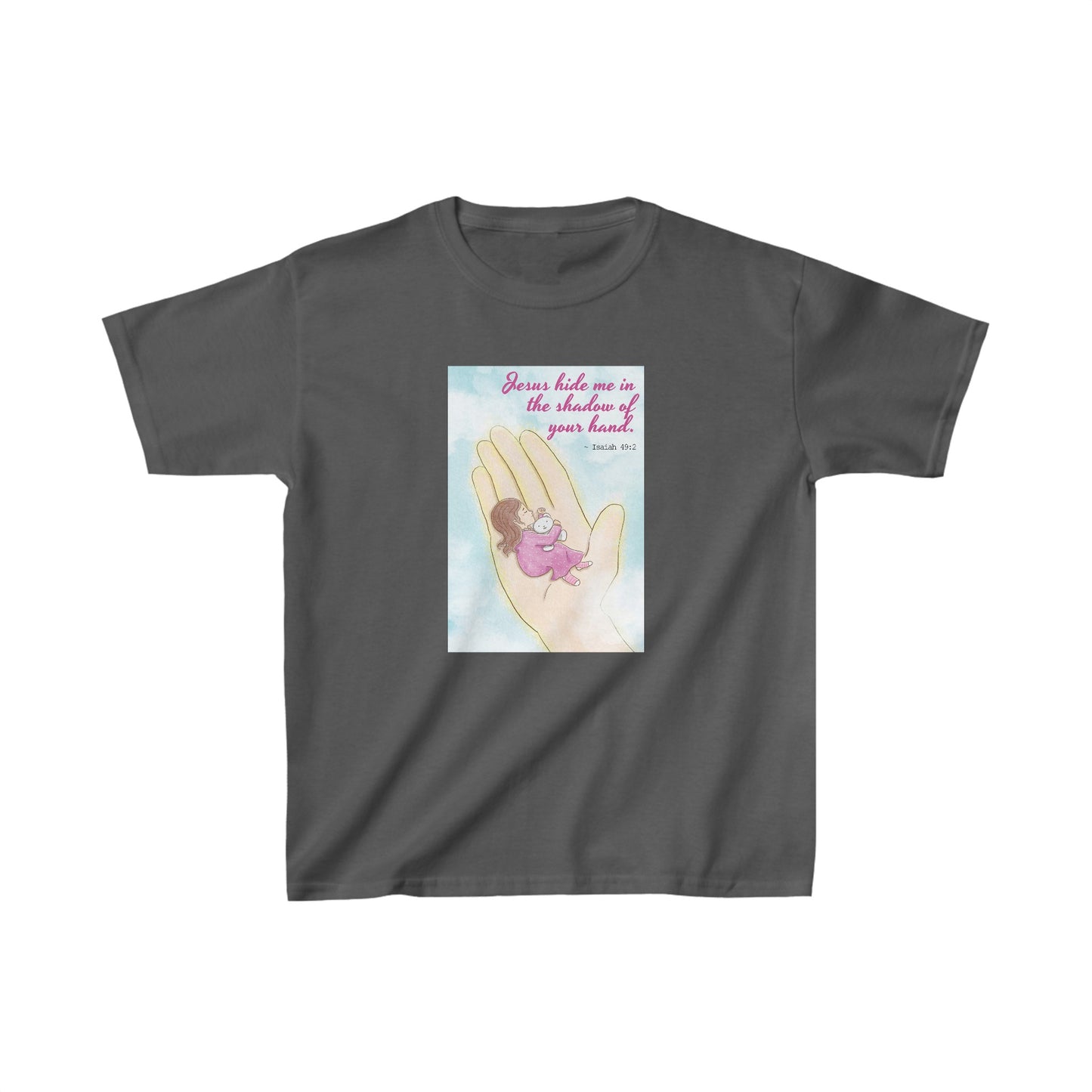 Jesus Hide Me In The Shadow Of Your Hand (Grey) Kids Heavy Cotton™ Tee