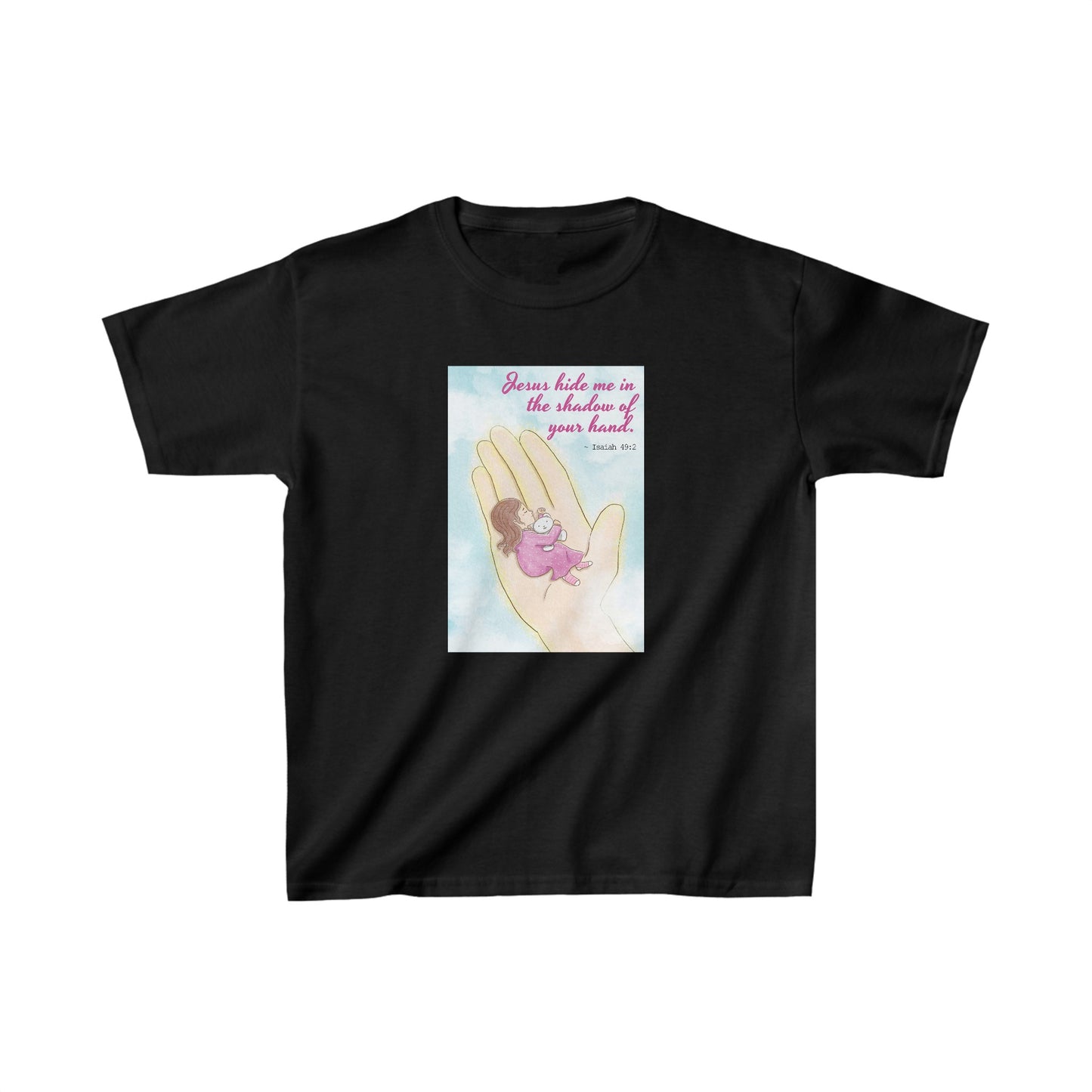 Jesus Hide Me In The Shadow Of Your Hand (Black) Kids Heavy Cotton™ Tee