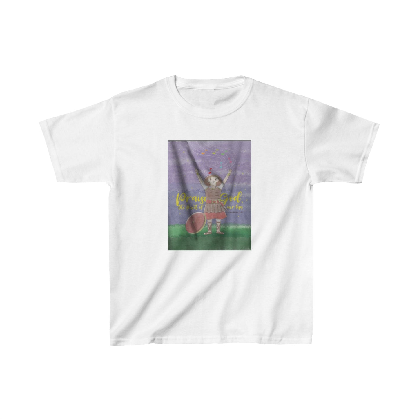 Praise God The Fruit Of Our Lips (White) Kids Heavy Cotton™ Tee