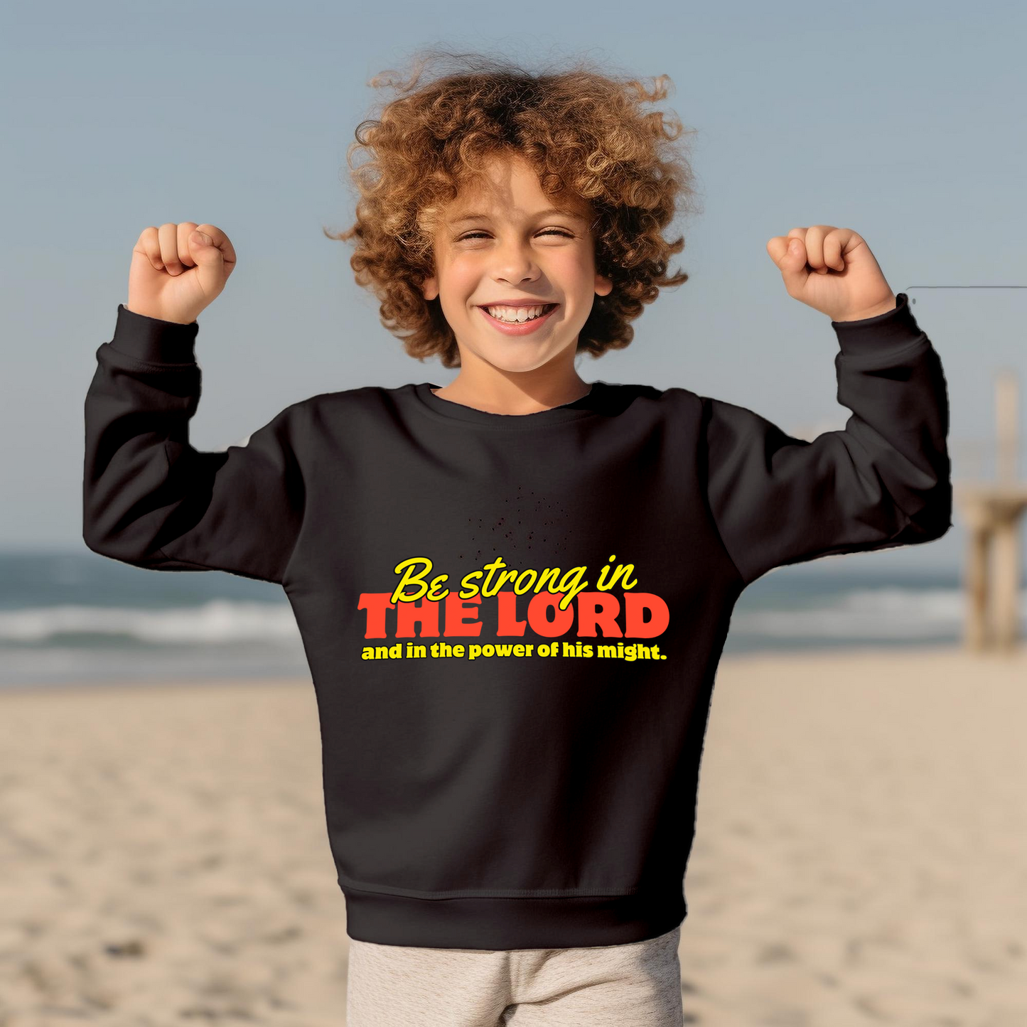 Be Strong In The Lord (Black) Youth Heavy Blend Hooded Sweatshirt