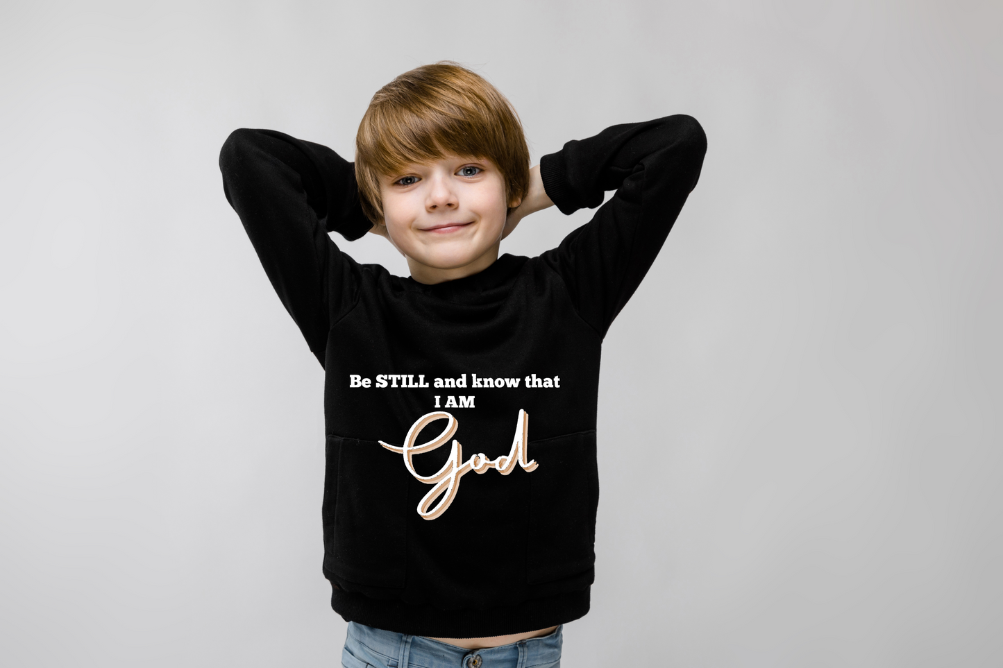 Be Still And Know That I Am God (Black) Youth Heavy Blend Hooded Sweatshirt