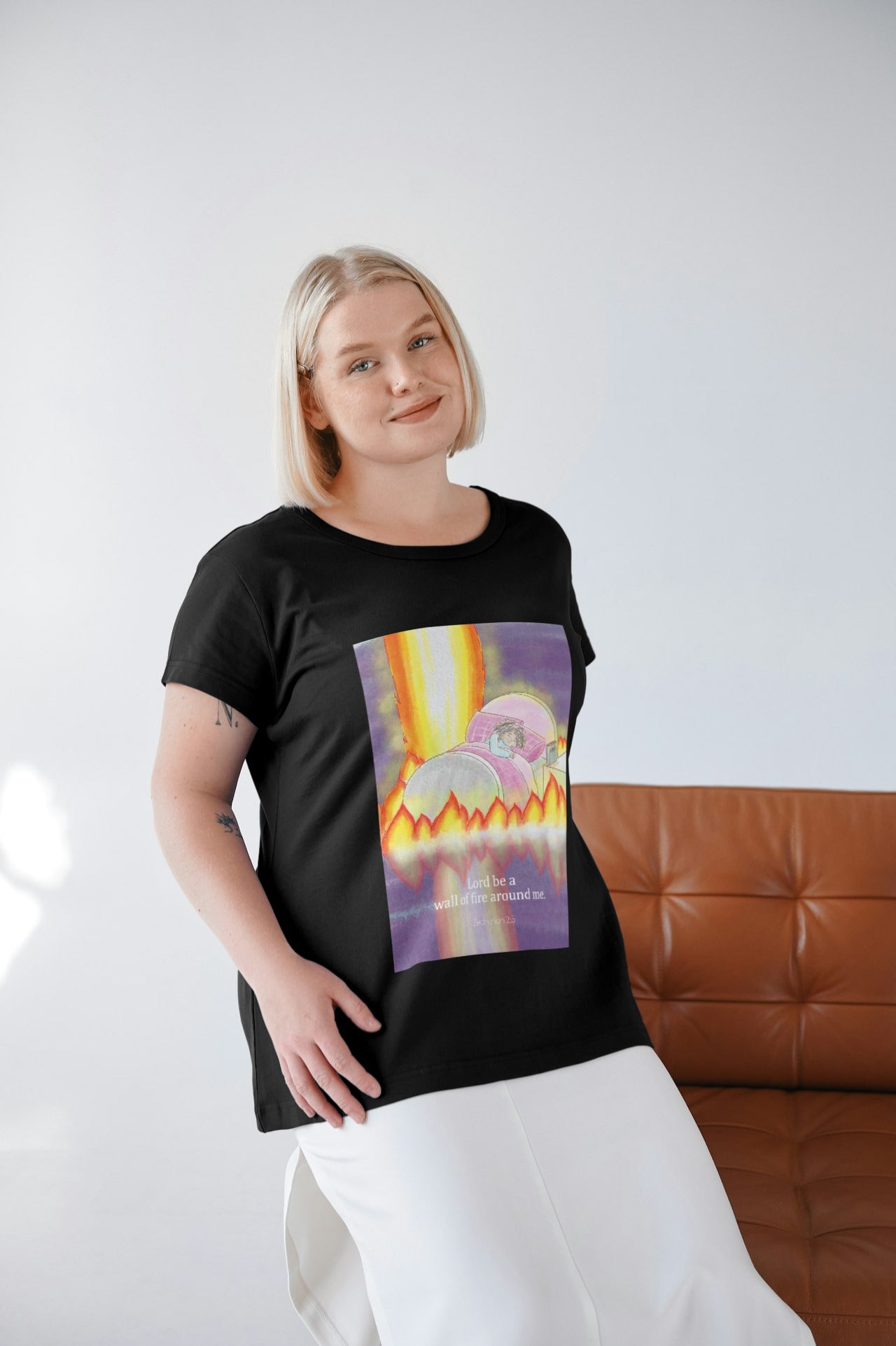 Lord Be A Wall Of Fire Around Me (Black) Unisex Softstyle T-Shirt