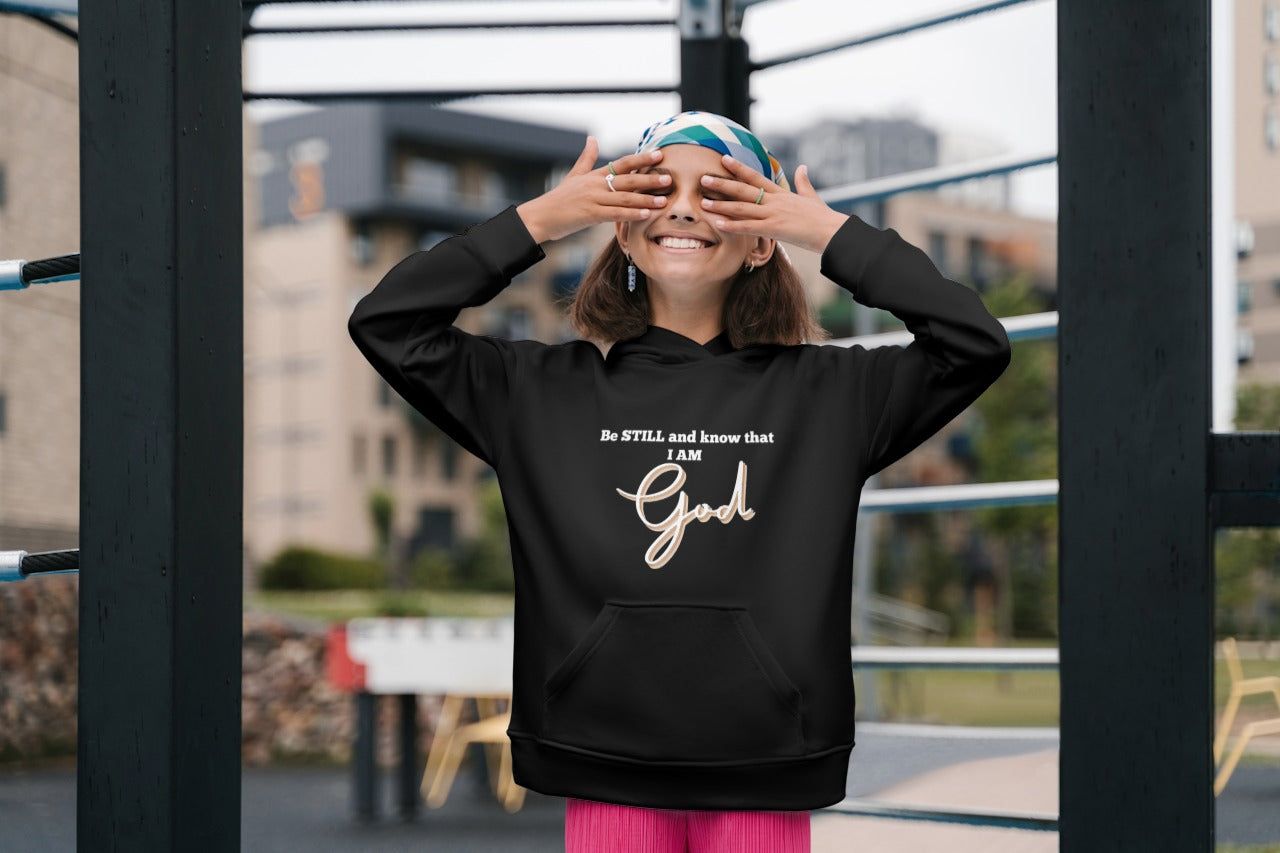 Be Still And Know That I Am God (Black) Youth Heavy Blend Hooded Sweatshirt