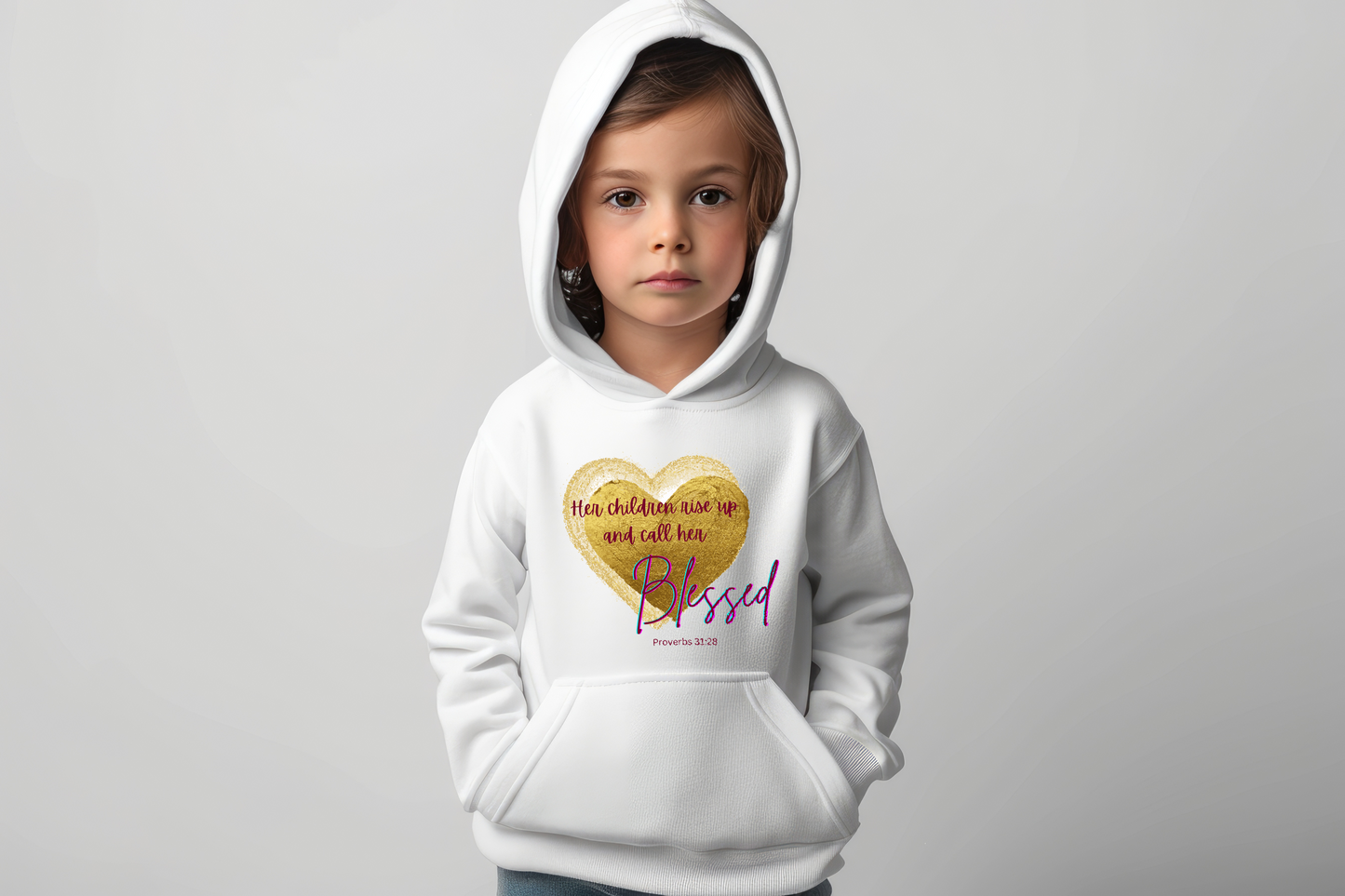 Her children rise up and call her Youth Heavy Blend Hooded Sweatshirt