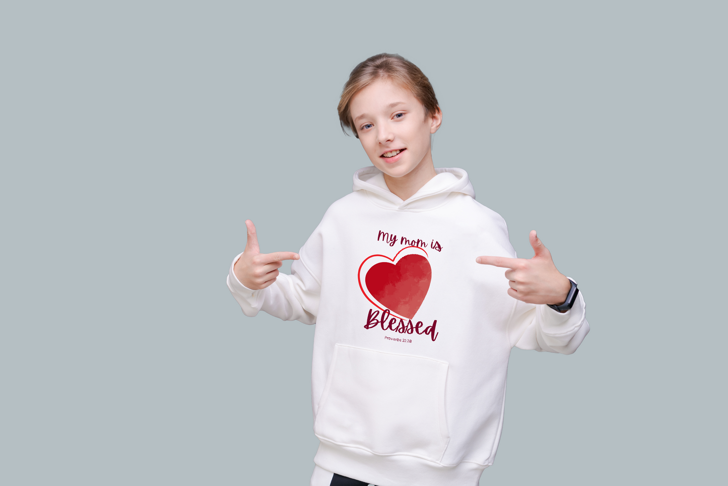 my mom is blessed Youth Heavy Blend Hooded Sweatshirt