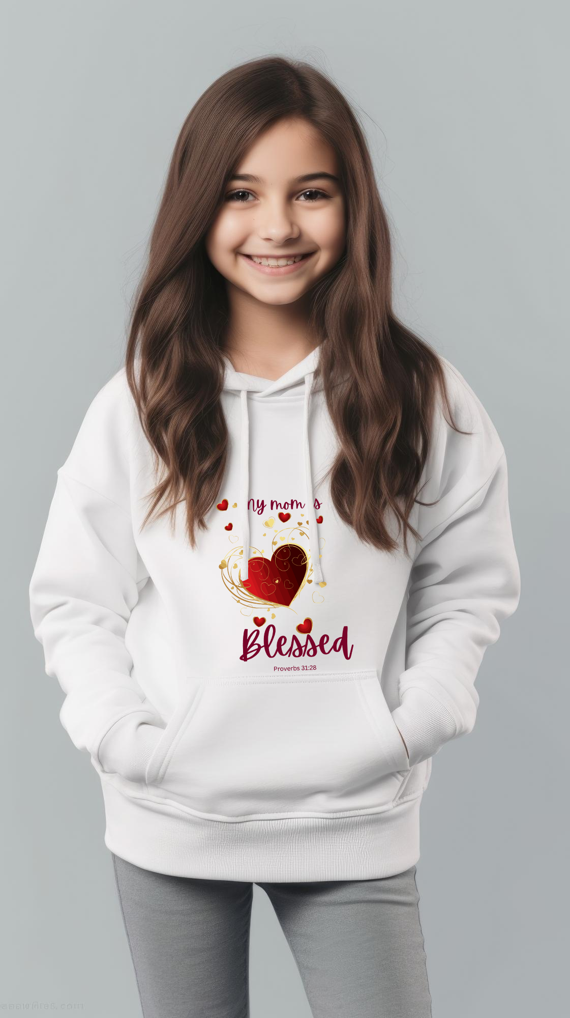 My Mom Is Blessed Youth Heavy Blend Hooded Sweatshirt